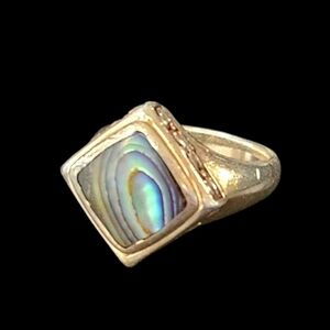 Vintage CFJ Signed Sterling Abalone  Ring.
